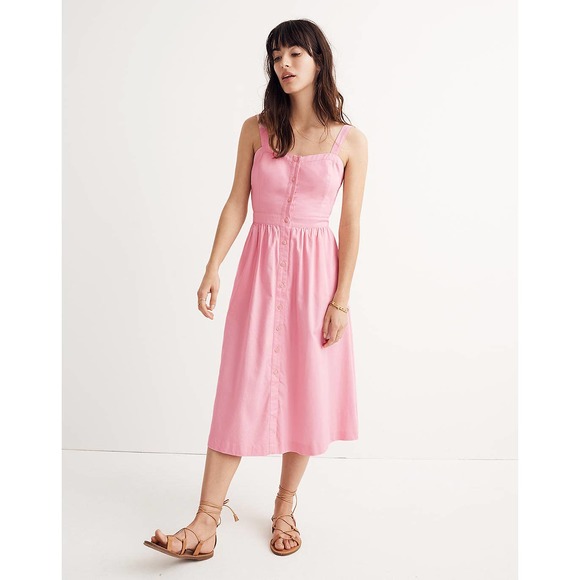 Madewell Dresses & Skirts - MADEWELL pink fleur bow back peekaboo cutout midi dress 00